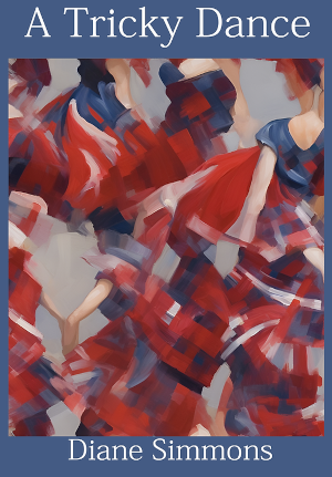 A Tricky Dance Cover. Shows figures dancing in a swirl of red and blue